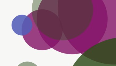 Beyaz arkaplan ile renkli, modern, soyut yuvarlak daireler.