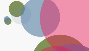 Beyaz arkaplan ile renkli, modern, soyut yuvarlak daireler.