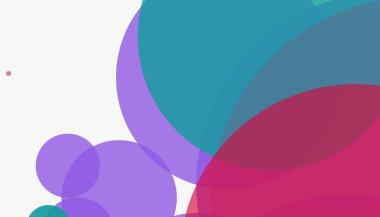 Beyaz arkaplan ile renkli, modern, soyut yuvarlak daireler.