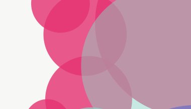 Beyaz arkaplan ile renkli, modern, soyut yuvarlak daireler.