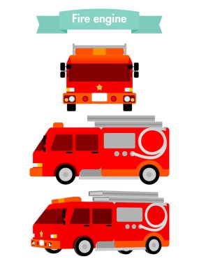 İtfaiye aracı resimleme malzemesi seti (ön, yan, köşegen)