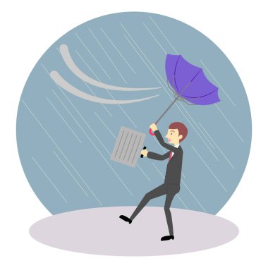 Rüzgârla savrulacak olan ofis çalışanı (erkek)