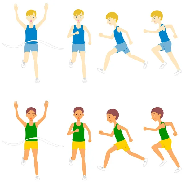Αθλητισμός Τρέξιμο Άνδρες Αθλητές Ασπρόμαυρο — Διανυσματικό Αρχείο