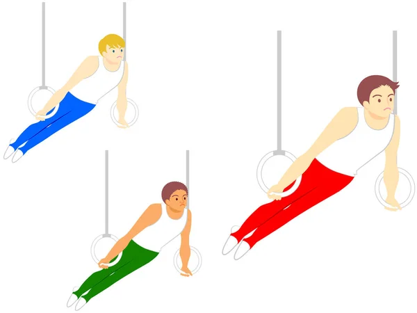 Jimnastik Sanatsal Jimnastik Erkekler Halkaları — Stok Vektör