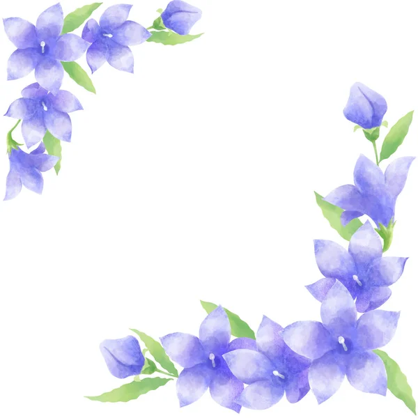 Suluboya tarzı, çan çiçeği süslemesi materyal çizimi (kare)