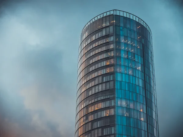 Blue Skyscraper Blue Background Black Vignette — Stock Photo, Image