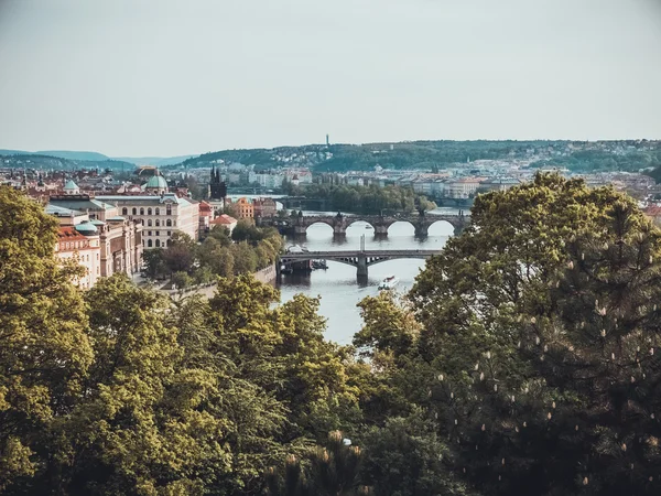 Vista Del Paisaje Praga Con Molde Puentes —  Fotos de Stock