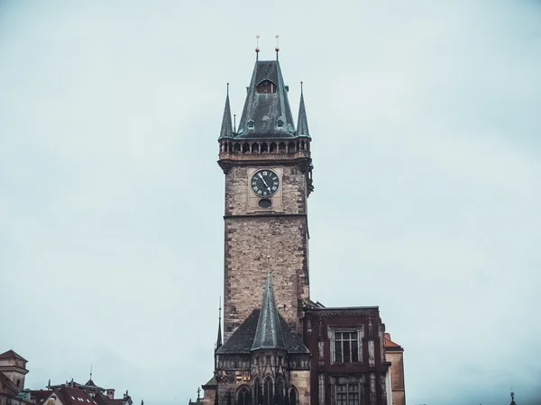 Townhall Prague Grey Sky Background — Stock Photo, Image