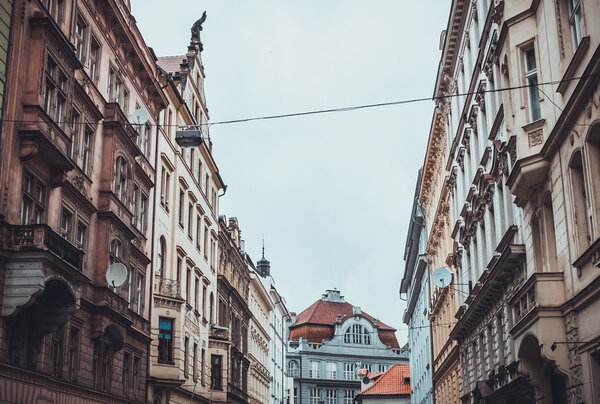 Street with some buildings at prague, czech republic
