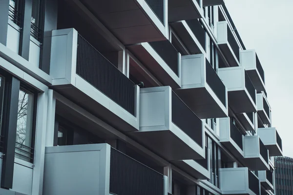 Современный Балкон Роскошных Апартаментов Голубом Сером Цветах — стоковое фото
