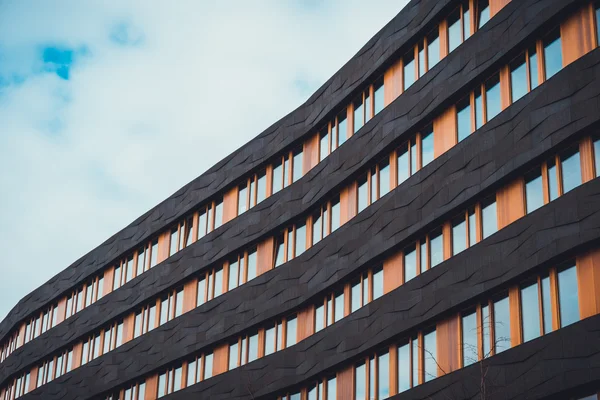 Linhas Pretas Diagonais Entre Pisos Vista Exterior Edifício Com Molduras — Fotografia de Stock