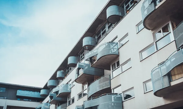 Modern building with rounded balconies