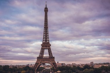 Eiffel Tower, Paris, France at sunset clipart