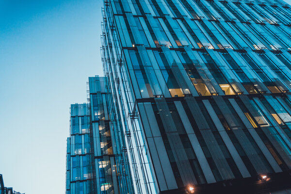 Modern glass architecture of an finance building