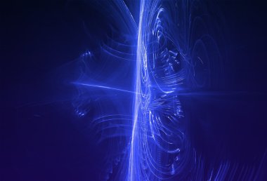 Koyu mavi arkaplan, kıvrılıp dönen parlak ışık.