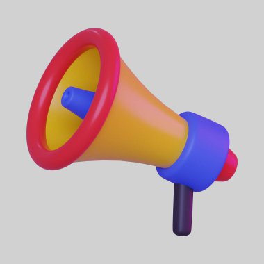 Beyaz arkaplanda izole edilmiş en küçük megafon simgesinin 3d görüntülenmesi