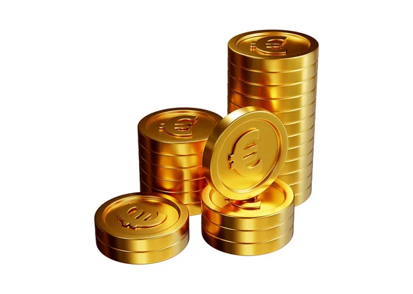 Stack Golden Coins Rendering Isolated White Background — Stock Photo, Image