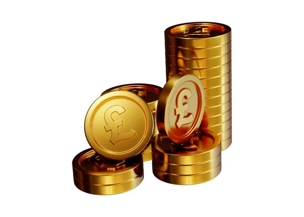 Hromada Zlatých Mincí Vykreslování Izolované Bílém Pozadí — Stock fotografie
