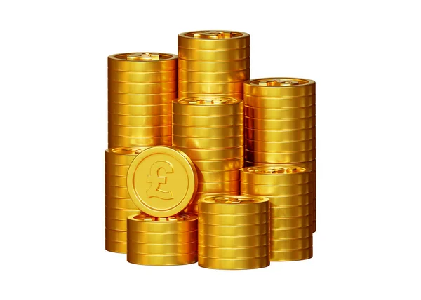 Stack Golden Coins Rendering Isolated White Background — Stock Photo, Image