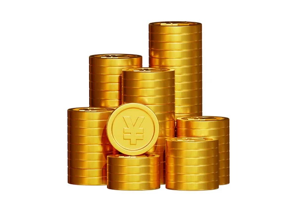 Hromada Zlatých Mincí Vykreslování Izolované Bílém Pozadí — Stock fotografie
