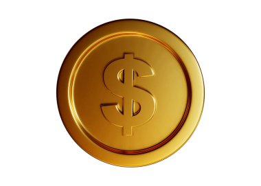 Dolar madeni para 3d görüntüleme beyaz arkaplan üzerinde izole