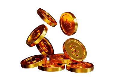 Dolar yığını 3D görüntüleme beyaz arkaplan üzerinde izole