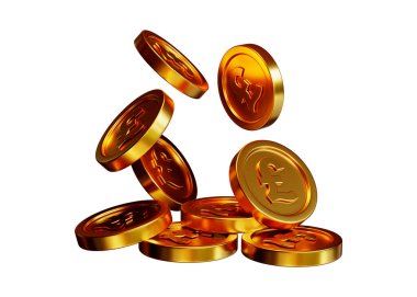 Beyaz arkaplanda izole edilmiş £3d para yığını