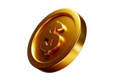 Dolar madeni para 3d görüntüleme beyaz arkaplan üzerinde izole