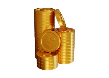 Beyaz arkaplanda izole edilmiş £3d para yığını