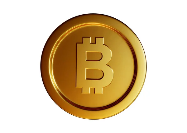 Bitcoin Coin Rendering Isoliert Auf Weißem Hintergrund — Stockfoto