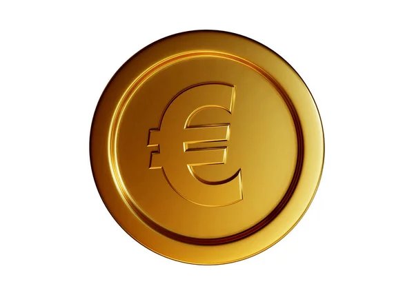 Euro Coin Rendering Isolated White Background — 图库照片