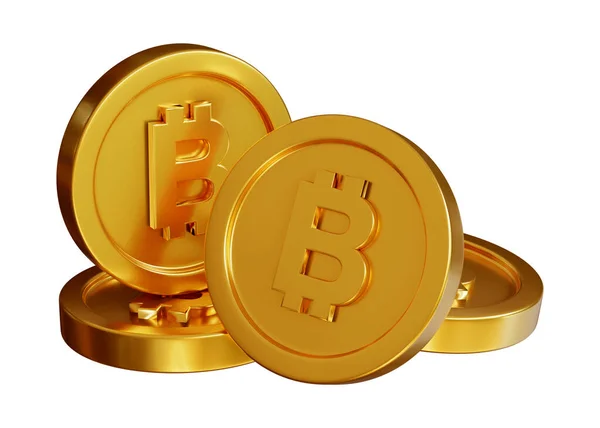Pila Moneda Bitcoin Representación Aislada Sobre Fondo Blanco —  Fotos de Stock