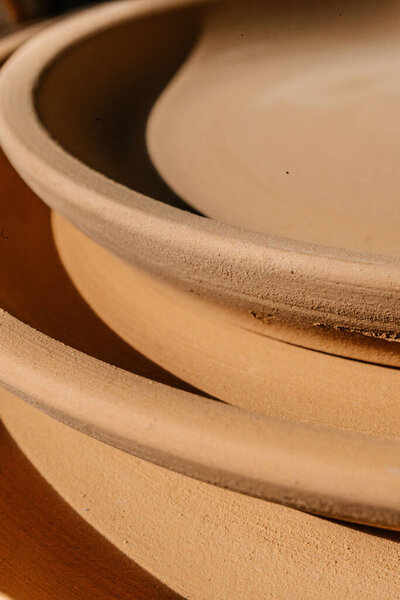 Abstract background and texture of terracotta plates.