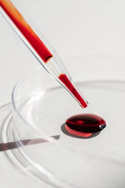 El, içinde kan olan bir test tüpü tutuyor..