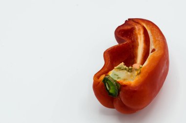 Bell pepper, cut in half with a strong red color