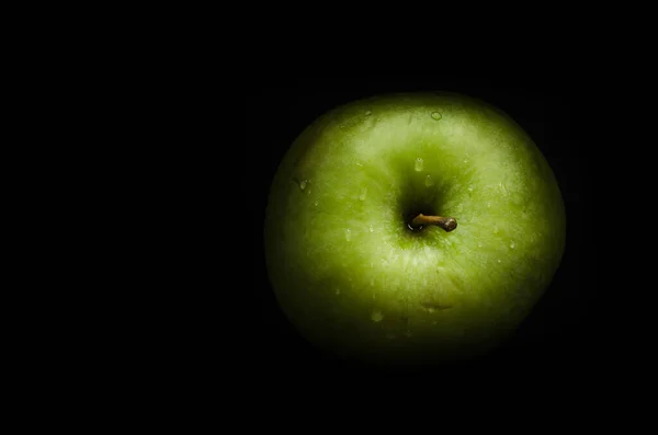 Appetizing Apples Black Background Highlighting Its Texture Color — Stock Photo, Image