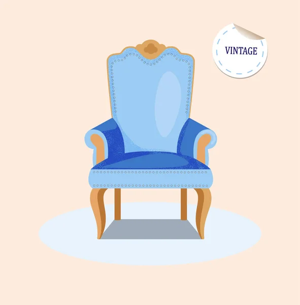 Illustration Fauteuil Vintage Meubles Rétro Élégants Dans Style Plat Avec — Image vectorielle