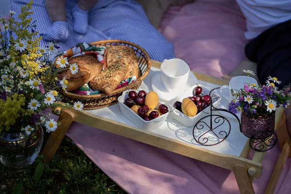 Sommerpicknick Morgen Wald — Stockfoto