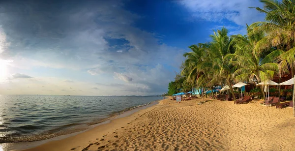 Malerischer Tropischer Strand Mit Palmen Einem Sonnigen Tag — Stockfoto