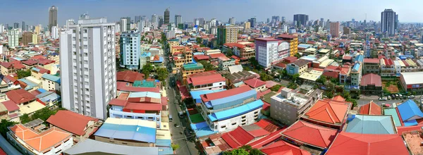 Asian City Downtown Sunny Day View Rooftop — Stock Photo, Image