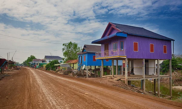 Kandal Kamboçya Kırsal Boş Kırsal Yol Köy — Stok fotoğraf