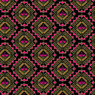 Geometrik etnik kalıp geleneksel arka plan, halı, duvar kağıdı, giysi, ambalaj, Batik, kumaş, sarong, Vektör illüstrasyon nakış tarzı.