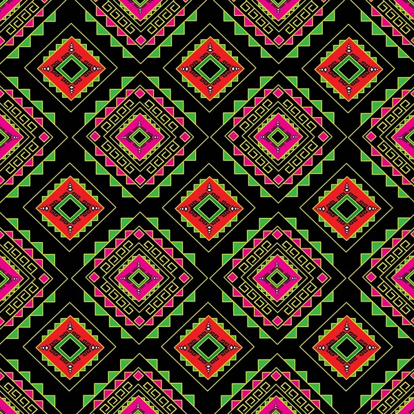 Geometrik etnik kalıp geleneksel arka plan, halı, duvar kağıdı, giysi, ambalaj, Batik, kumaş, sarong, Vektör illüstrasyon nakış tarzı.