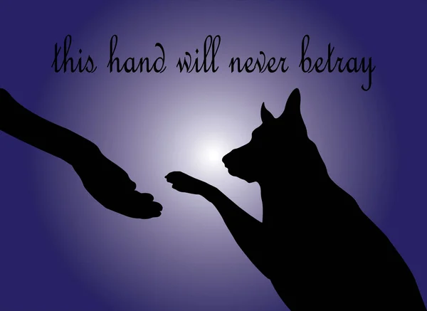 Siyah siluet köpek güven tokalaşması