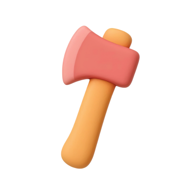 Pembe başlı, sarı saplı, oyuncu tasarımlar ve yaratıcı projeler için mükemmel bir balta çizimi..