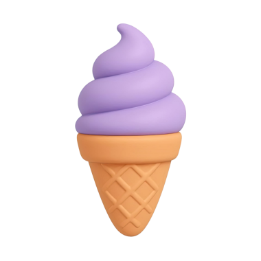 Mor dondurma külahının enfes bir çizimi, yaz ziyafetleri ve tatlı temaları için mükemmel..