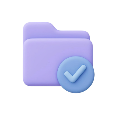 Tamamlanmış bir proje veya görevi sembolize eden, işaretli bir dizin simgesinin üç boyutlu bir canlandırması. Temiz ve modern tasarım.