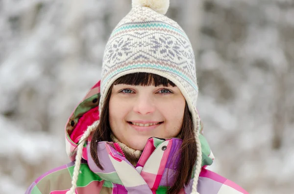 Winter portrait of girl in forest — Stock Photo, Image