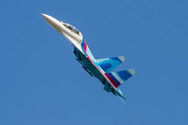 The fighter in the sky. Side view Stock Photo