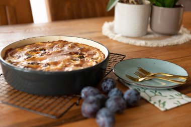 tüyleri ile lezzetli tatlı meyve turta yakın çekim görünümü 